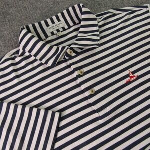 Peter Millar Polo Shirt Mens XL Navy Stripe Summer Comfort Performance Jersey